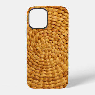 Coque iPhone 12 texture de fond en liber tissé marron