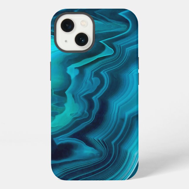 Coque iPhone Texture de l'agate vert de mer (Verso)