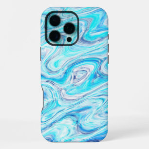 Coque iPhone 16 Pro Max Texture de marbre de vague bleue océanique abstrai