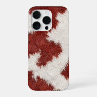 Coque iPhone 16 Pro texture de peau de vache rouge et blanche