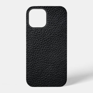 Coque iPhone 12 Texture en cuir noir et cuir fond, texture