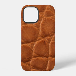 Coque iPhone 12 Texture en cuir véritable d'alligator brun clair,