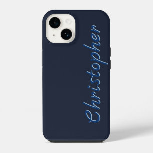 Coque Pour iPhone 14 Texture radiale bleu foncé personnalisée 15