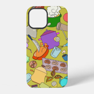 Coque iPhone 12 Texture transparente. Objets de gribouillis dessin