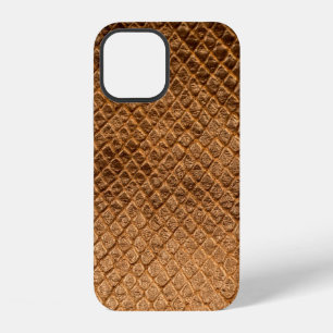 Coque iPhone 12 Texture vague arrière - plan bronze serpent leathe