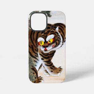 Coque iPhone 12 Mini Tigre et pie Minhwa sous un pin