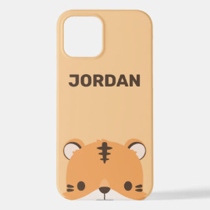 Coque iPhone 12 Tigre mignon avec nom personnalisé