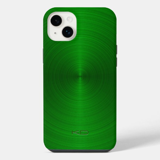 Coque iPhone Tissu vert métallique brillant en acier inoxydable (Verso)