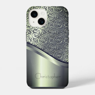 Coque Pour iPhone 14 Titane Polished vert radial métal iphone 15