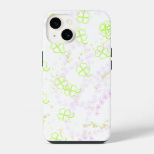 Coque Pour iPhone 14 Toug Baby Pink Sakura & Clover Botanical iPhone 14