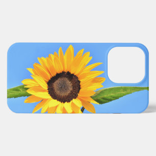 Etui iPhone 13 Pro Tournesol jaune contre soleil sur ciel bleu - été