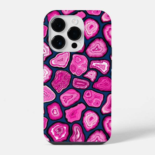 Coque iPhone Tranches d'agate rose (Verso)