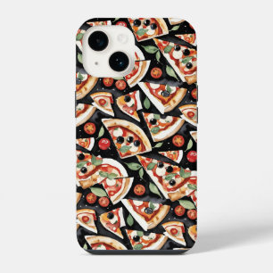 Coque Pour iPhone 14 Tranches de pizza abstraites sur un fond noir