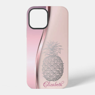 Coque iPhone 12 Trendy Cool Silver Ananas - Personnalisé