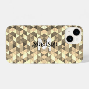 Coque Pour iPhone 14 Triangle Sepia géométrie rétro motif Monogramme