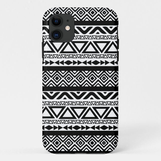 Coque iphone tribal aztèque blanc noir du motif 4 (Dos)