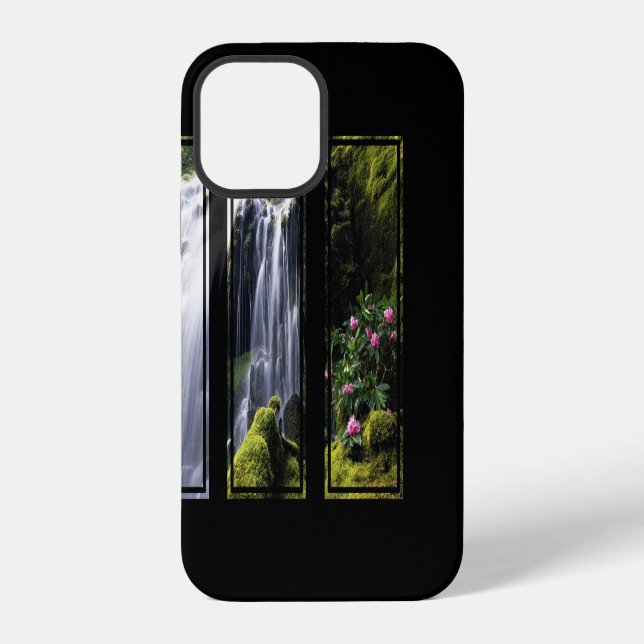 Coque iPhone Triptyque numérique de cascade de jungle (Verso)