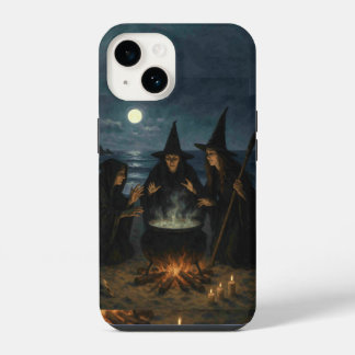Coque Pour iPhone 14 Trois Sorcières Brew Cauldron Pleine lune Beach