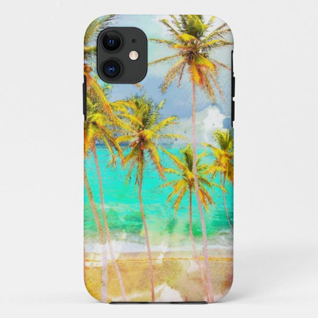 Coque iphone tropical de coutume d'océan de plage (Dos)