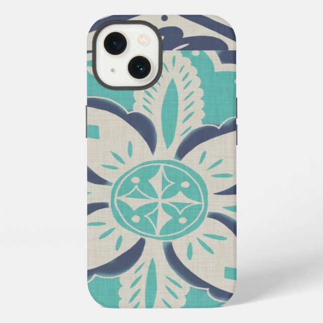 Coque iPhone Tuile bleue IV de batik (Verso)