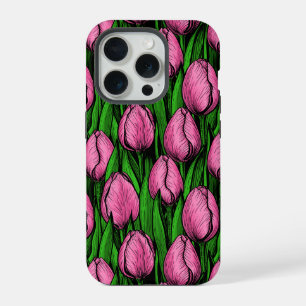 Tulières roses avec feuilles verts