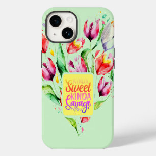 Coque Pour iPhone 14 Tulip Floral Kinda Sweet Kinda Savage Citation