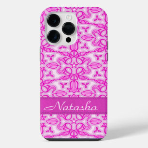 Coque Pour Pour iPhone 14 Pro Max Tulipe damassée violet rose nom