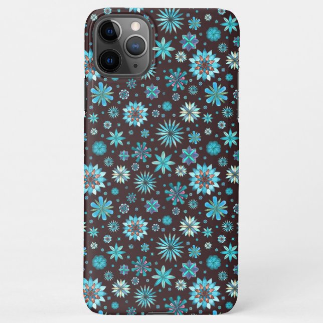 Coque iPhone Turquoise Floral Pattern – Boho Aesthetic  (Dos)