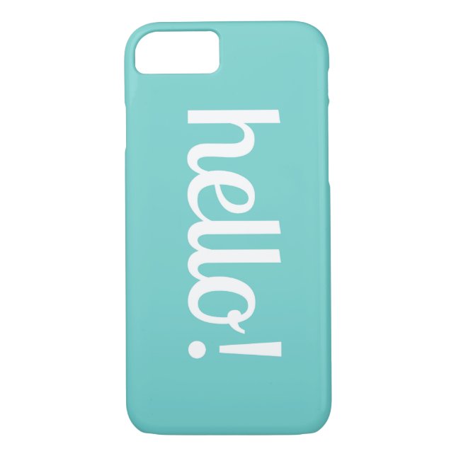 Coque iphone turquoise mignon avec bonjour (Dos)