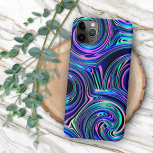 Coque iPhone 16 Pro Max Turquoise Violet Rose Spirale Motif D'art Bleu Fon