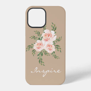 Coque iPhone 12 Pro Typographie aquarelle romantique Beige Blush Inspi