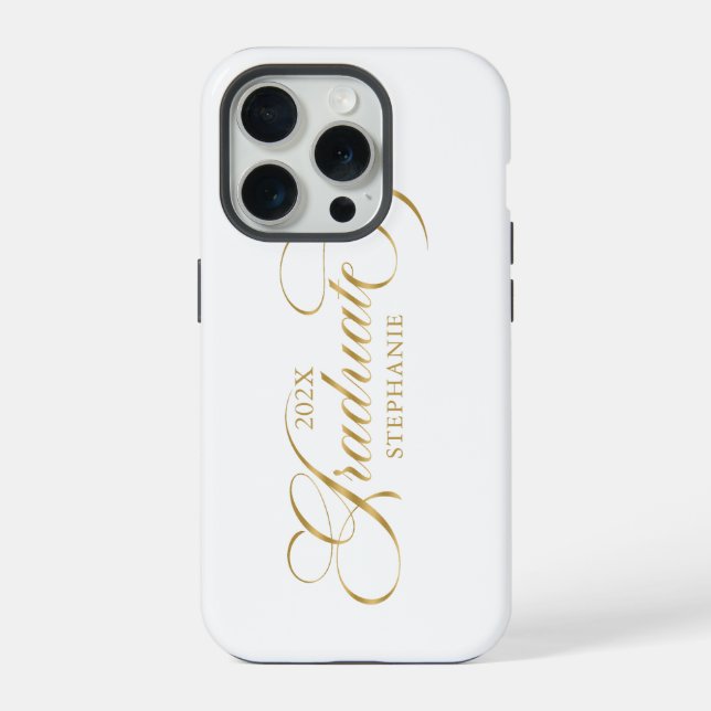 Coque iPhone Typographie de script or élégant (Verso)
