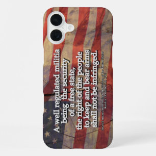 Coque iPhone 16 Plus Typographie du deuxième amendement Drapeau américa