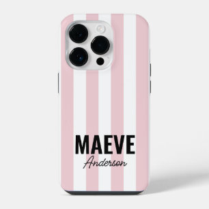 Coque Pour iPhone 14 Plus Typographie minimale moderne fille rose rayée