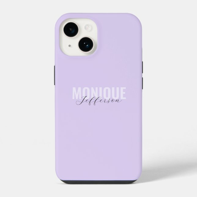 Coque iPhone Typographie & Script Lilac Lavender Monogramme (Verso)