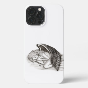 Etui iPhone 13 Pro Max Un Angel endormi, design noir et blanc