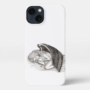 Etui iPhone 13 Un Angel endormi, design noir et blanc