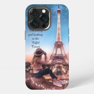 Etui iPhone 13 Pro Une fille romantique regardant la Tour Eiffel