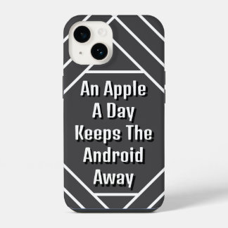 Coque Pour iPhone 14 Une pomme par jour garde l'Android loin, drôle