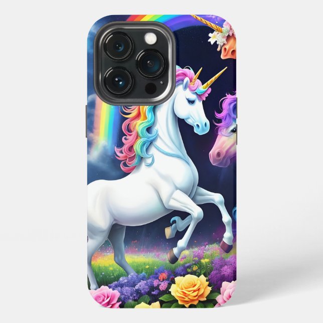 Coque iPhone Unicorne arc-en-ciel une (Dos)