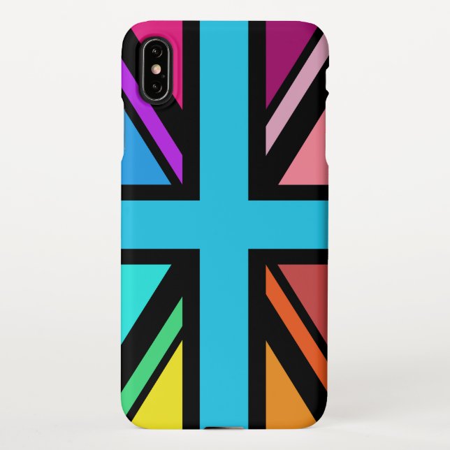Coque iPhone Union Jack/Drapeau Multicolore+Noir (Dos)
