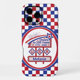 Coque iPhone 16 Pro Max USA 250 personnalisé - Marquee Rétro Patriotique