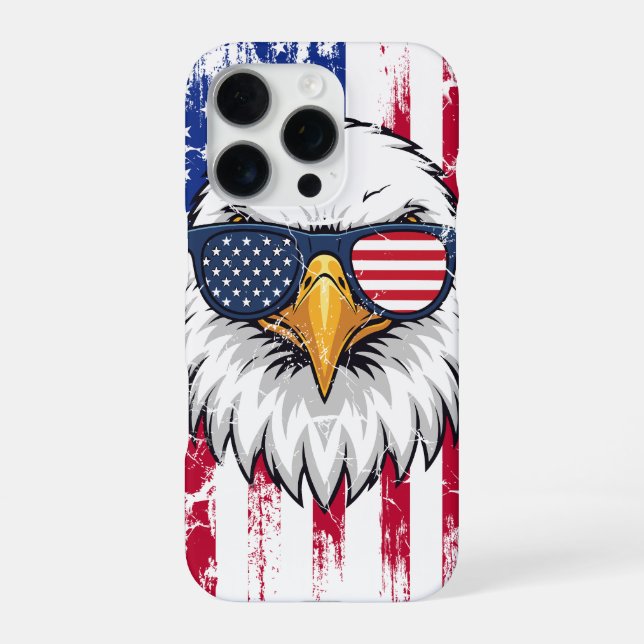 Coque iPhone USA Flag And American Bald Eagle Grunge (Verso)