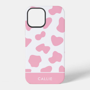 Coque iPhone 12 Vache rose et blanche Imprimer Nom personnalisé