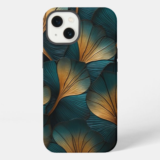 Coque iPhone Vagues Bleues et Or (Verso)