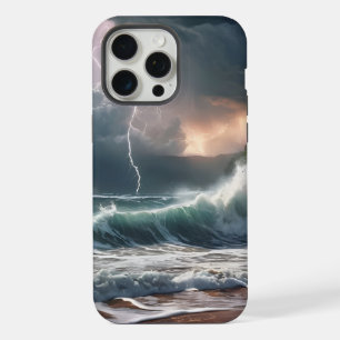 Vagues de foudre sur le paysage de la plage