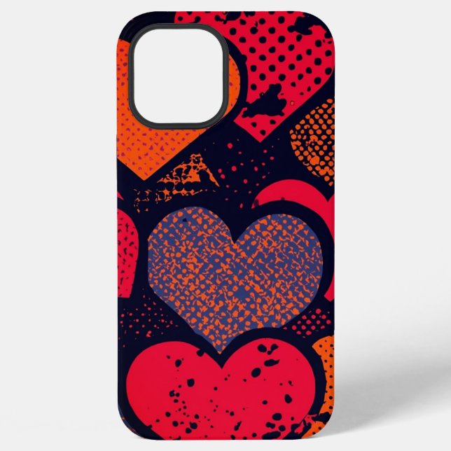 Coque iPhone Valentine’s Day Heart Pattern – Retro Pop Art (Verso)