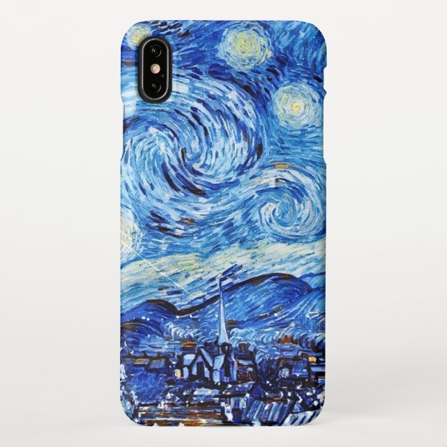 Coque iPhone Van Gogh - La Nuit étoilée - Blancs Noël (Dos)