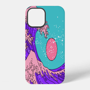 Coque iPhone 12 Vaporwave Grande Vague : Art Océanique Stylisé