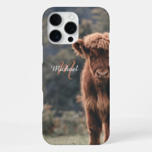 Coque iPhone 16 Pro Max Veau de vache Highland automne herbe monogramme in
